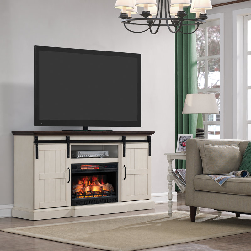 Gracie Oaks Glendora TV Stand for TVs up to 75" with Electric Fireplace